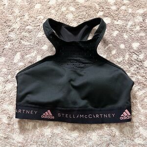 Adidas by Stella McCartney Black Sports Bra with Pink Logo Band